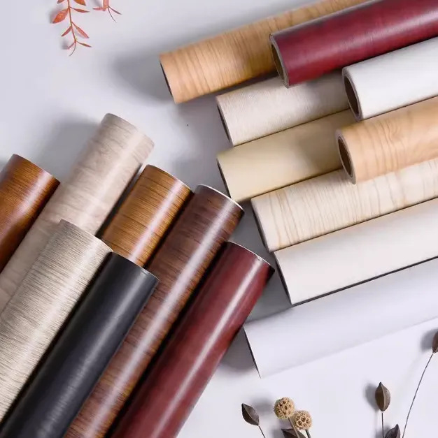 Eco-Friendly B1 Flame Retardant Wood Grain Film - 180um Self-Adhesive Waterproof PVC Viny