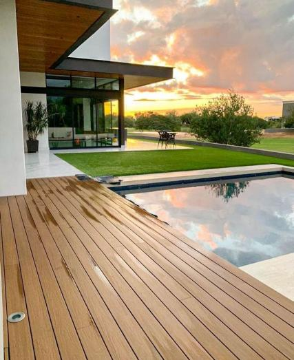 RUCCA ECO-WOOD 140D4A Outdoor Decking - Built-in Steel Core, Waterproof, Moisture & Corrosion Resistant, Weatherproof for Pool, Park, Mall & Waterfront Platform
