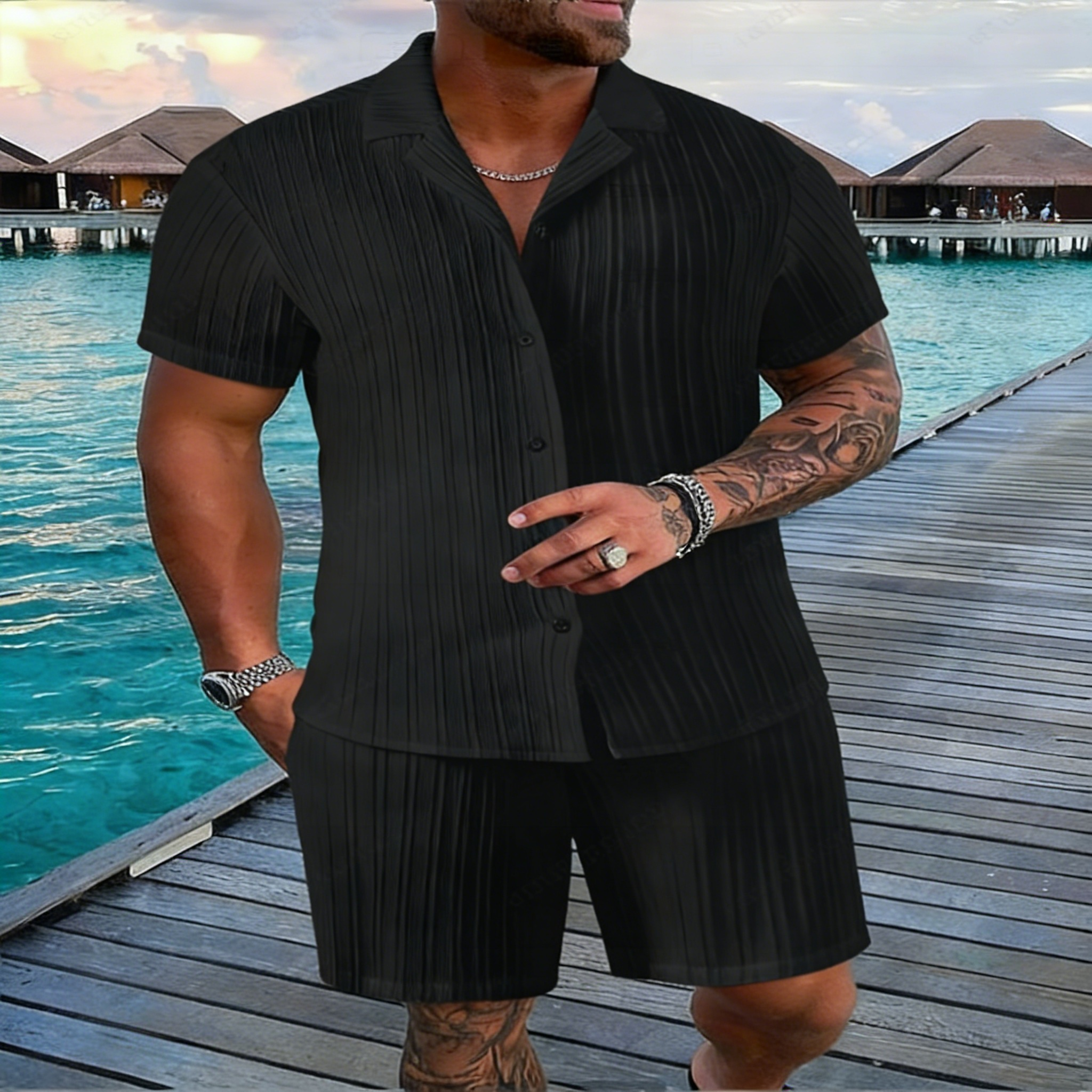 Yamijia Men's Fashion & Casual Clothing Set - Ice Silk Quick-Drying, Loose & Versatile, Suitable for Daily Commute, Outdoor and Multi-Scene Wear