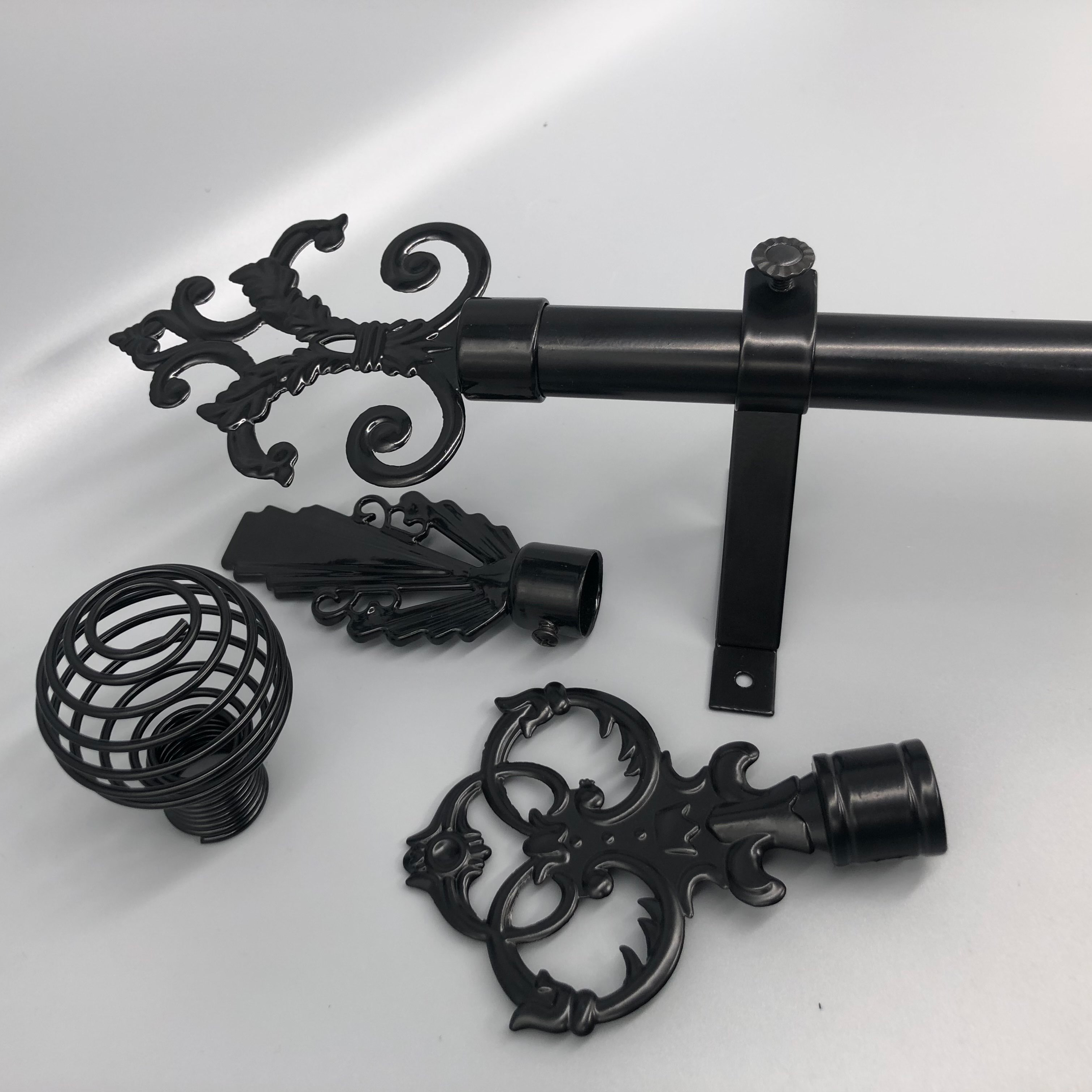 Curtain Rods & Sets (22mm/28mm, Black/Bronze/Copper/Silver/Gold) | Curtain Rods with Caps & Brackets for Home