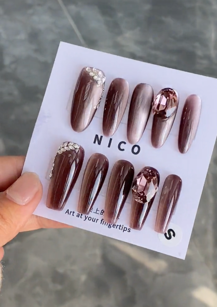 【Morgana】hand made; Press-on nails; Galaxy;Cat eye;Diamond;
