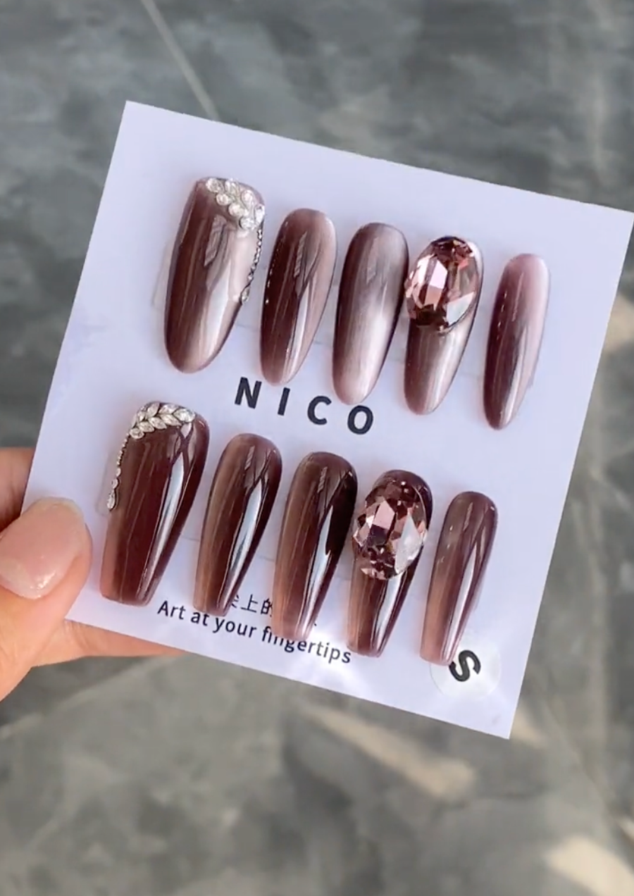 【Morgana】hand made; Press-on nails; Galaxy;Cat eye;Diamond;