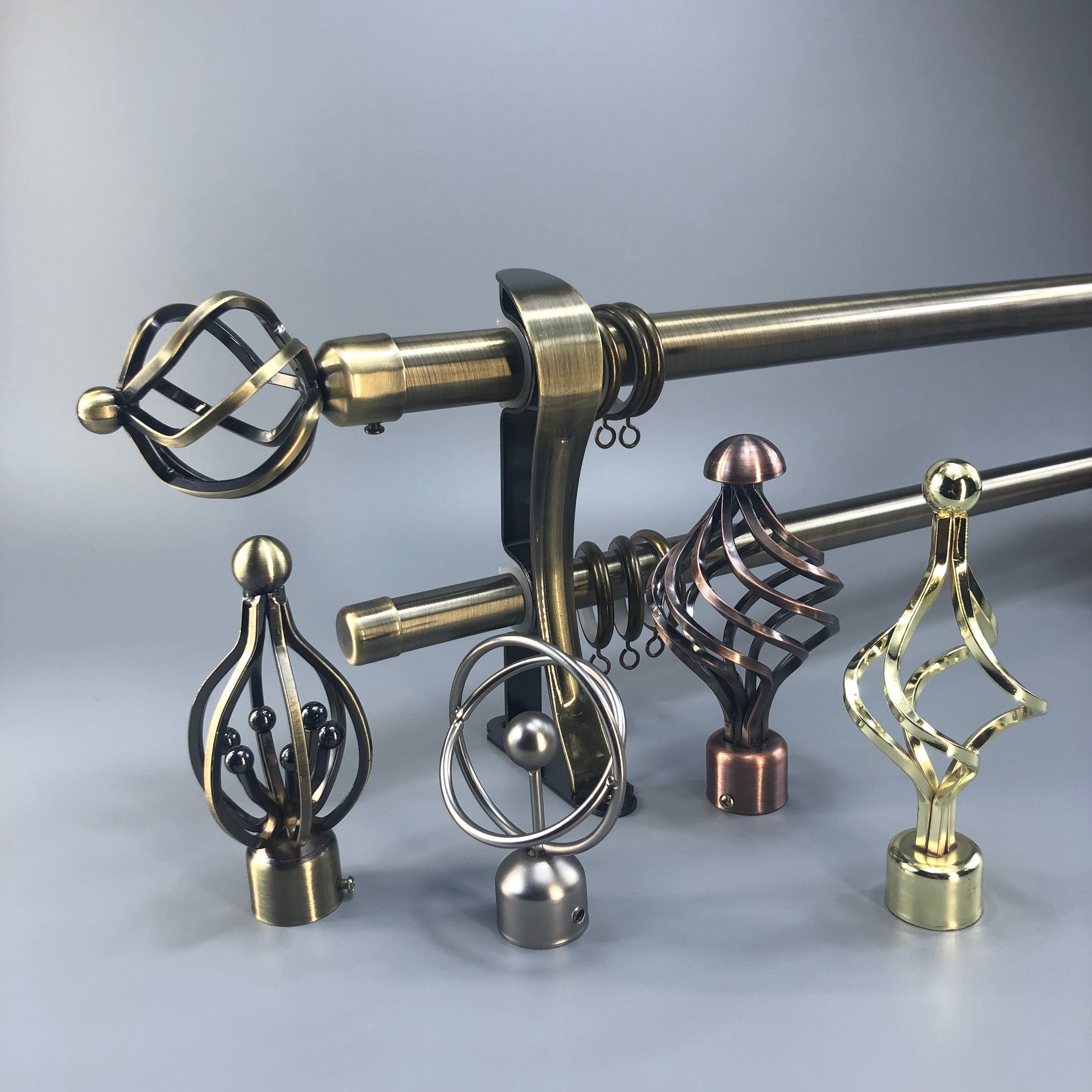 Curtain Rods & Sets (22mm/28mm, Black/Bronze/Copper/Silver/Gold) | Curtain Rods with Caps & Brackets for Home
