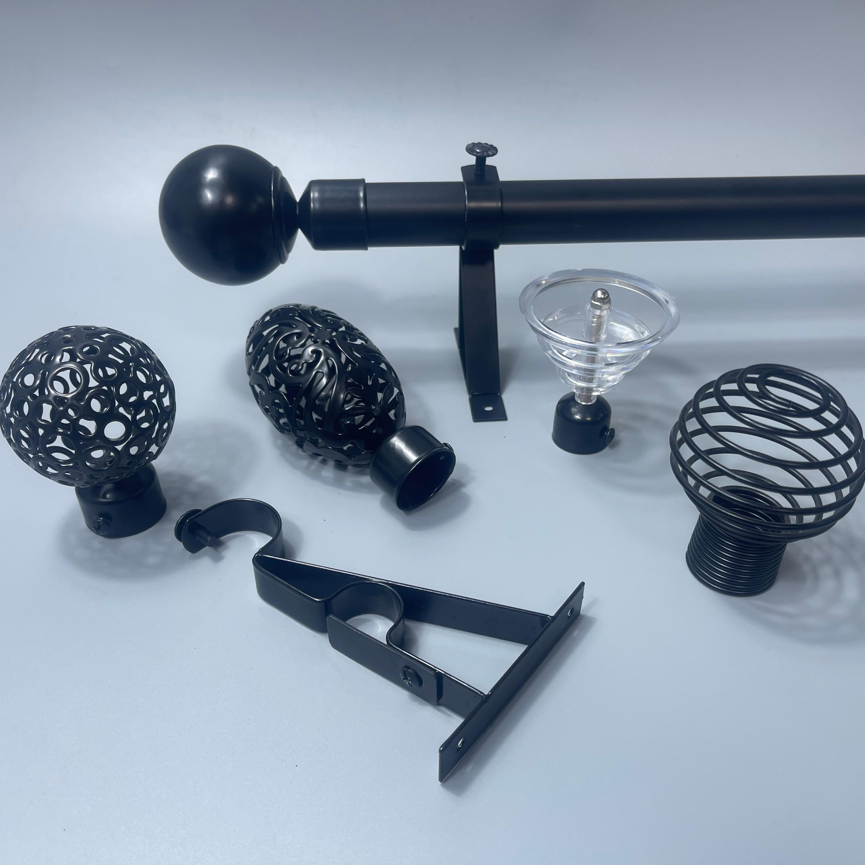 Curtain Rods & Sets (22mm/28mm, Black/Bronze/Copper/Silver/Gold) | Curtain Rods with Caps & Brackets for Home