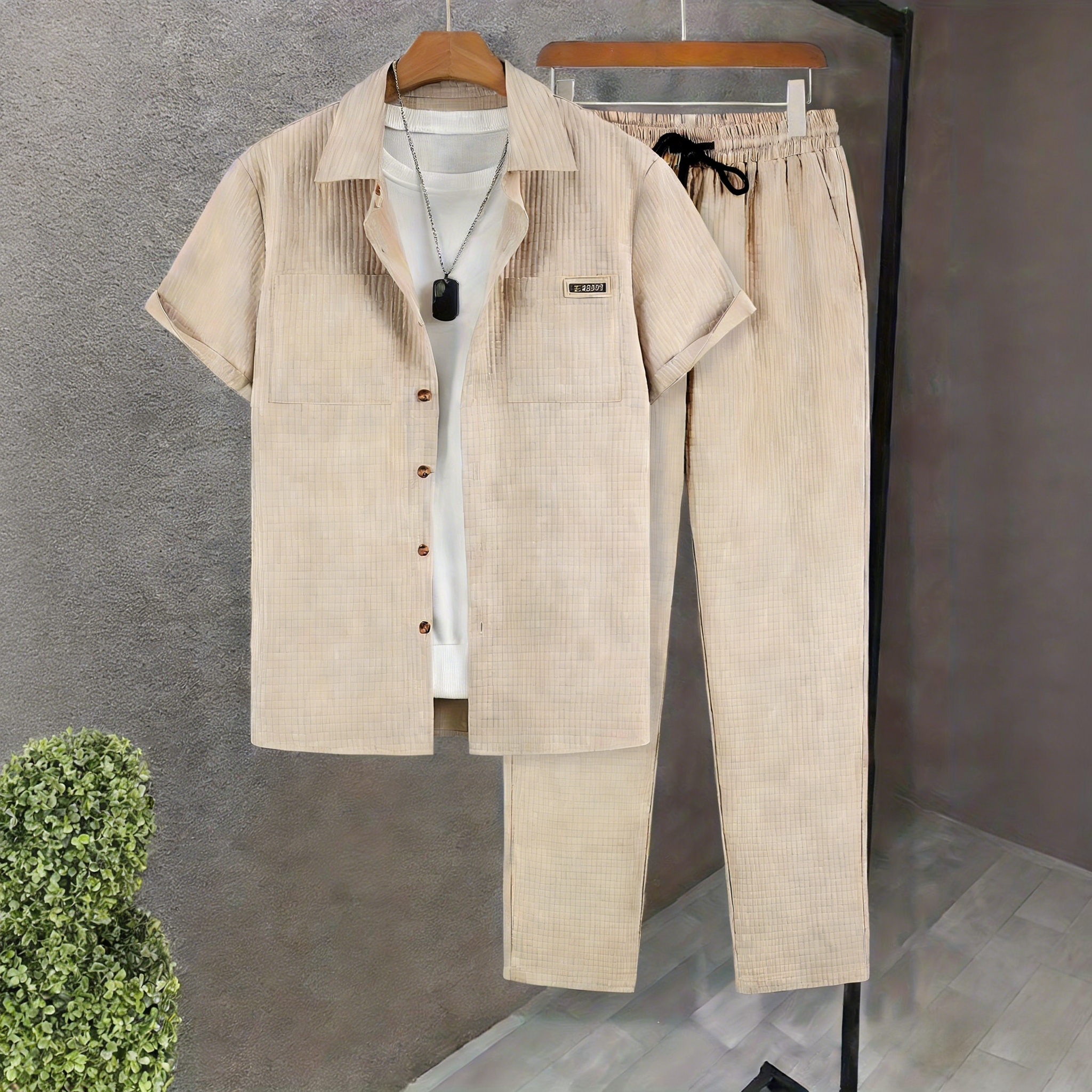 Yamijia Men's Fashion & Casual Clothing Set - Ice Silk Quick-Drying, Loose & Versatile, Suitable for Daily Commute, Outdoor and Multi-Scene Wear