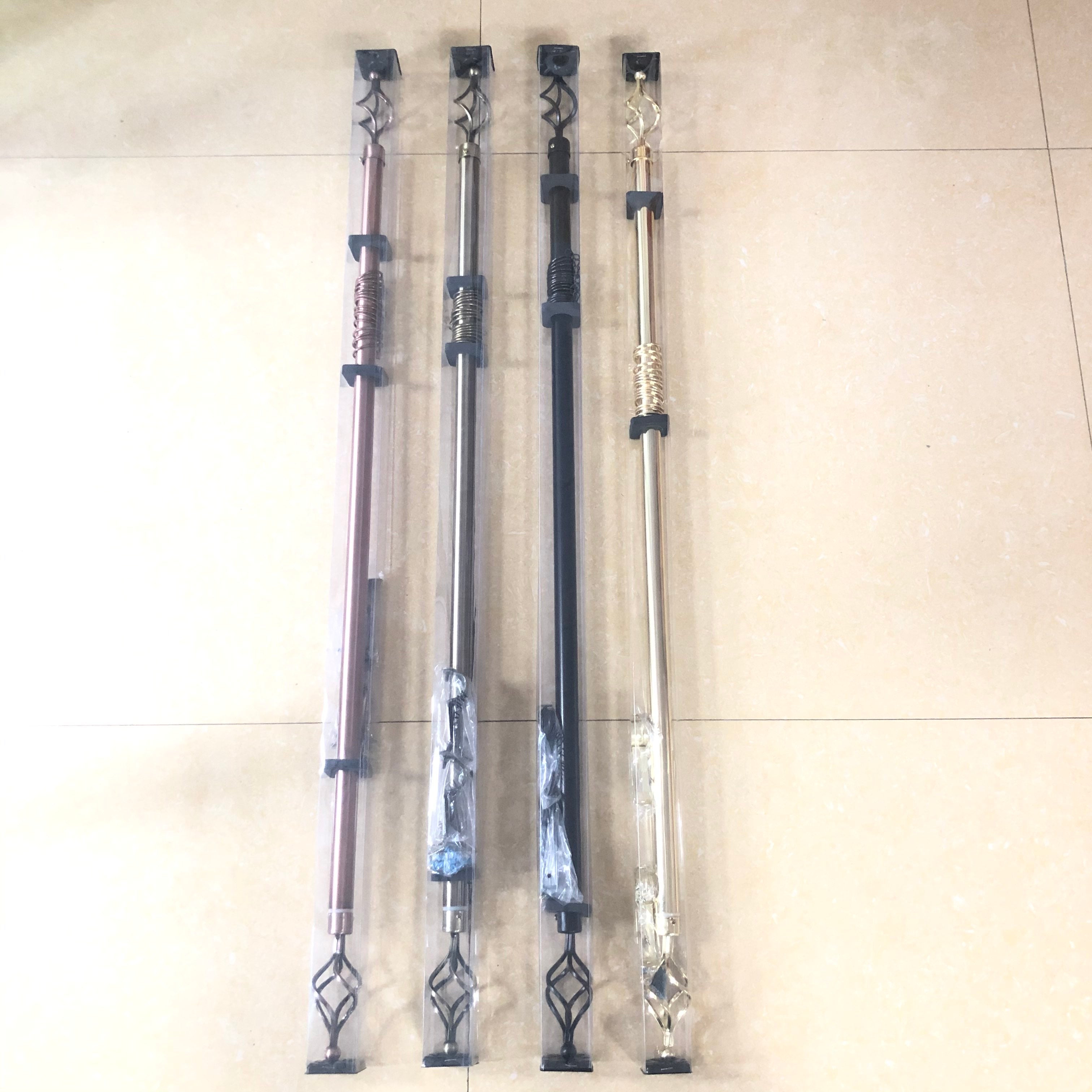 Decorative 22mm Curtain Rods with Finials & Brackets | Black/Bronze/Silver/Gold Curtain Rods for Living Room