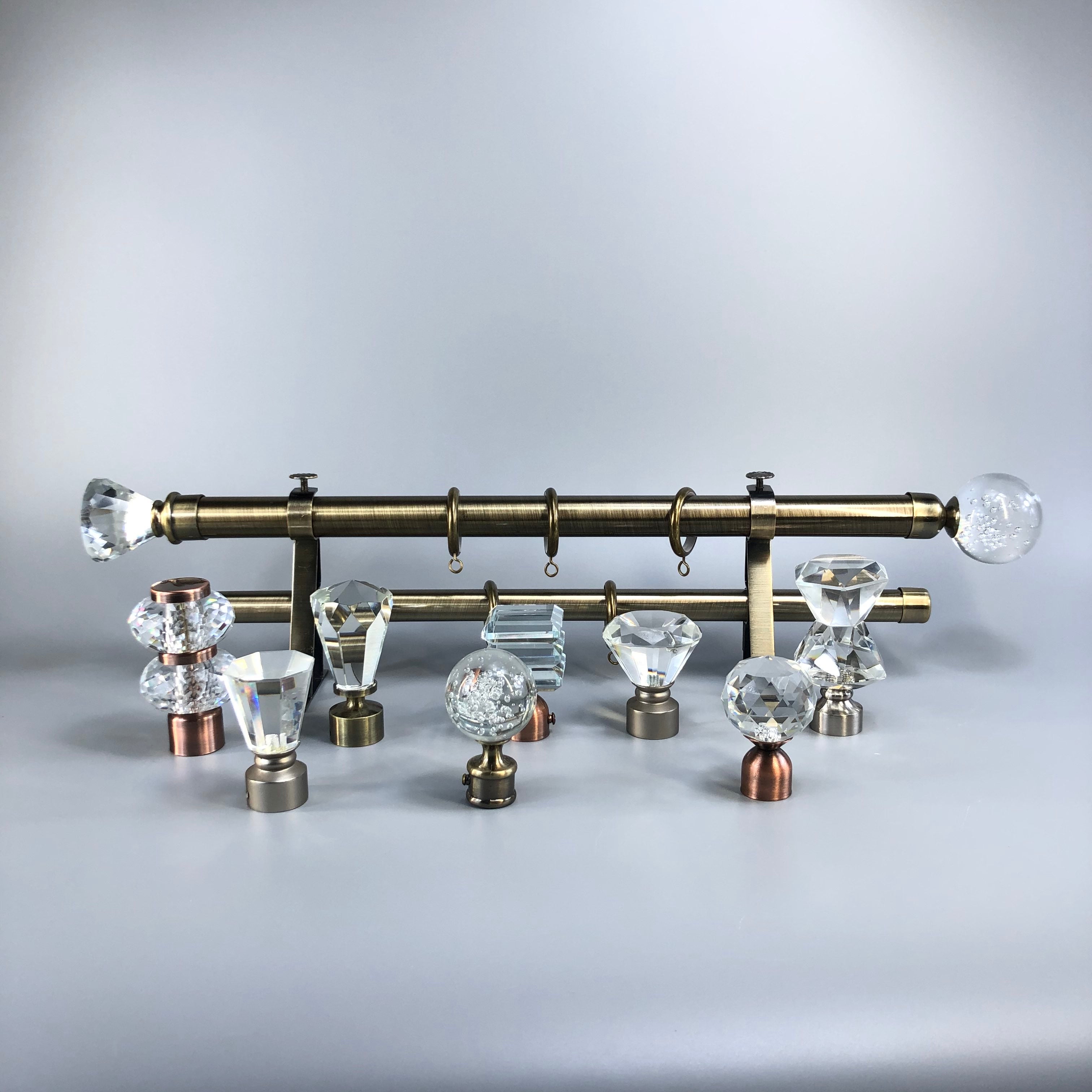 Decorative 22mm Curtain Rods with Finials & Brackets | Black/Bronze/Silver/Gold Curtain Rods for Living Room