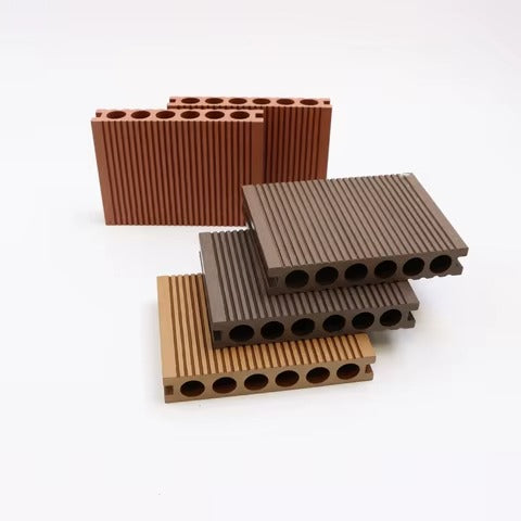 Custom China Wood Plastic Wpc Outdoor 3D Embossing Wood Grain Composite Decking Tiles Board Flooring