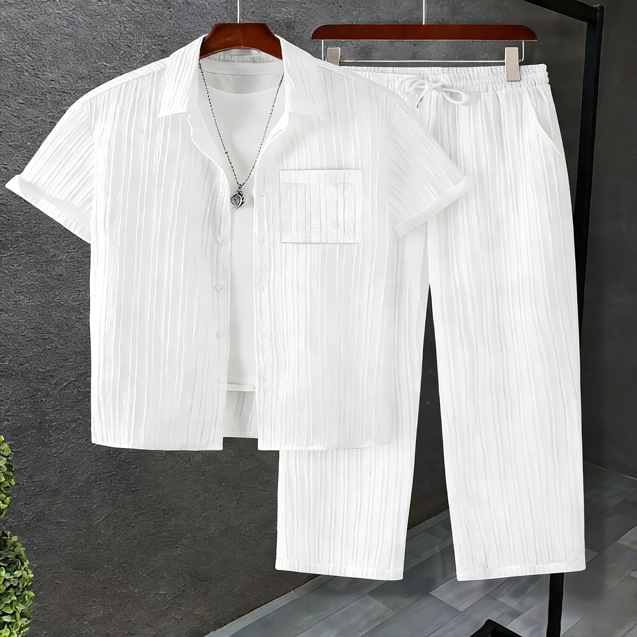 CONJUESS Men's & Couples' Loungewear Set - Soft Skin-Friendly Sleepwear, Loose Comfortable Pajamas for Home Relaxation