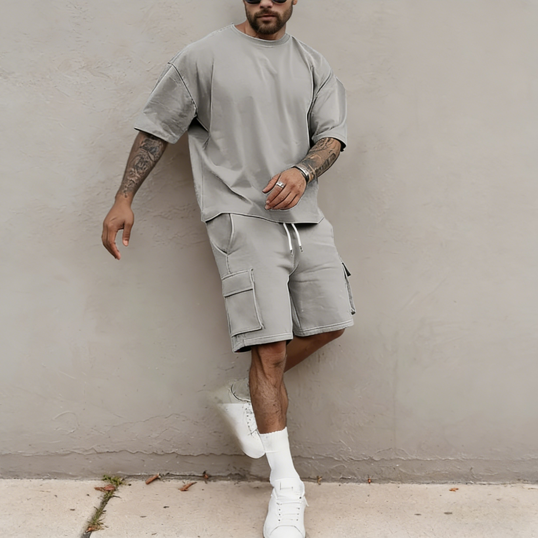 Yamijia Men's Fashion &amp; Casual Clothing Set - Ice Silk Quick-Drying, Loose &amp; Versatile, Suitable for Daily Commute, Outdoor and Multi-Scene Wear