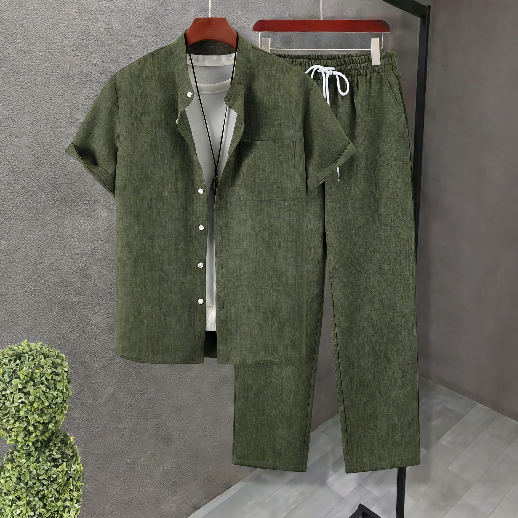 Yamijia Men's Fashion &amp; Casual Clothing Set - Ice Silk Quick-Drying, Loose &amp; Versatile, Suitable for Daily Commute, Outdoor and Multi-Scene Wear