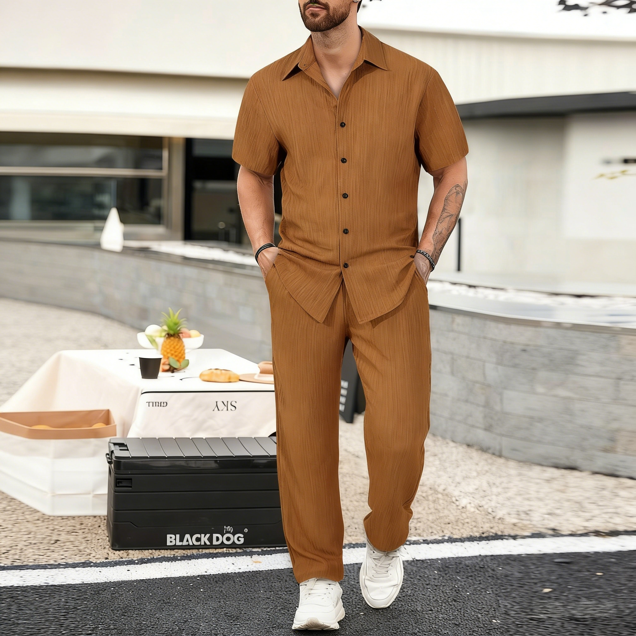 CONJUESS Men's & Couples' Loungewear Set - Soft Skin-Friendly Sleepwear, Loose Comfortable Pajamas for Home Relaxation