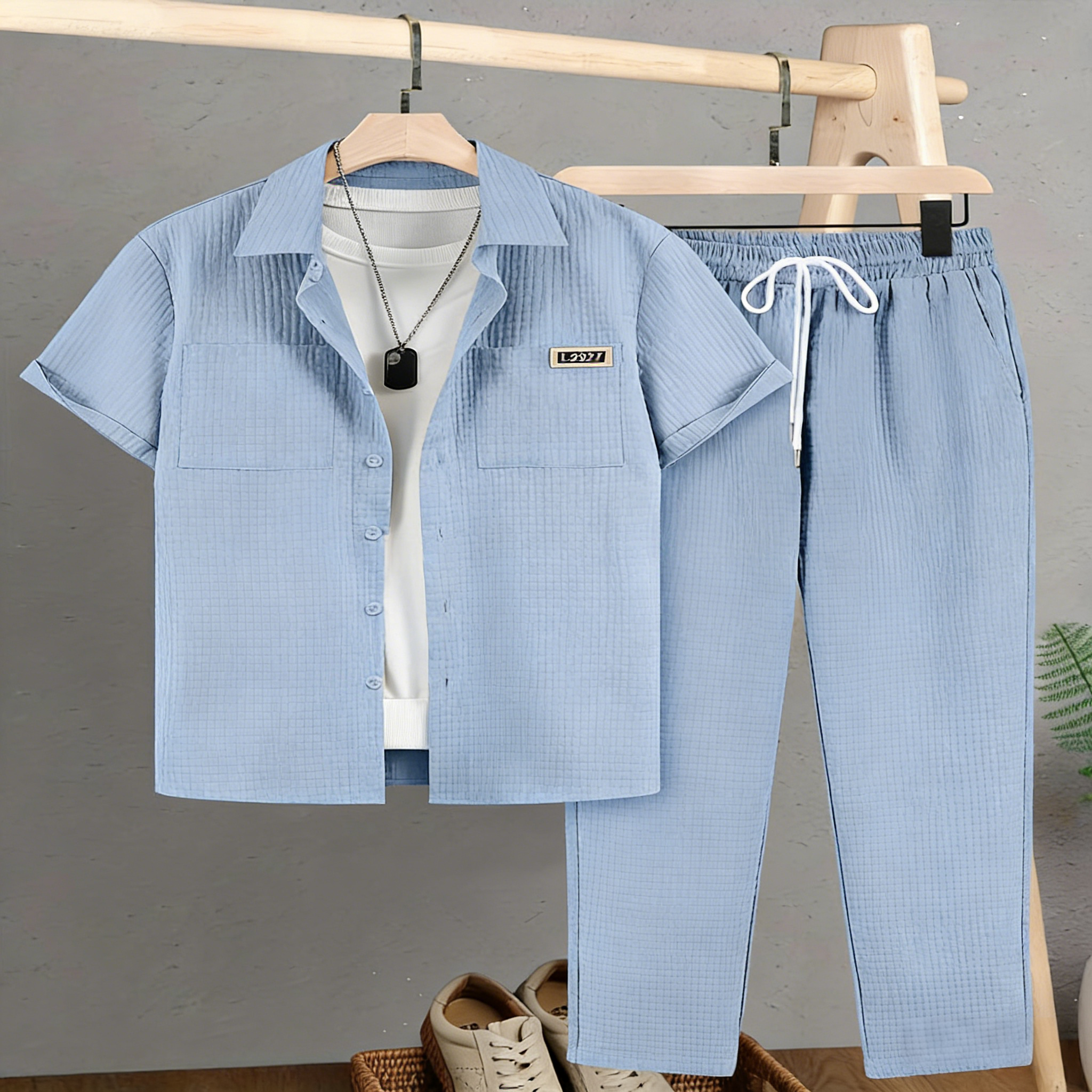 CONJUESS Men's & Couples' Loungewear Set - Soft Skin-Friendly Sleepwear, Loose Comfortable Pajamas for Home Relaxation