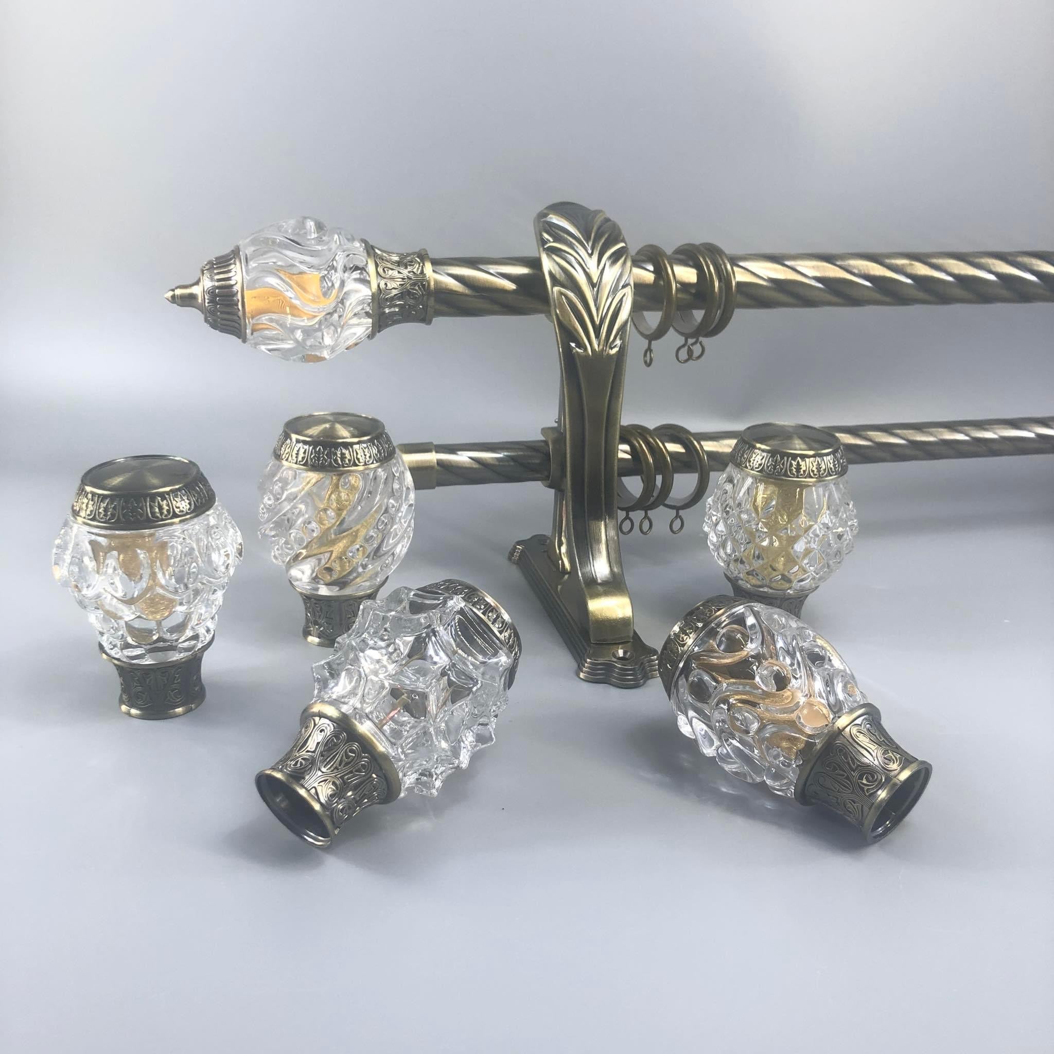 Curtain Rods & Sets (22mm/28mm, Black/Bronze/Copper/Silver/Gold) | Curtain Rods with Caps & Brackets for Home